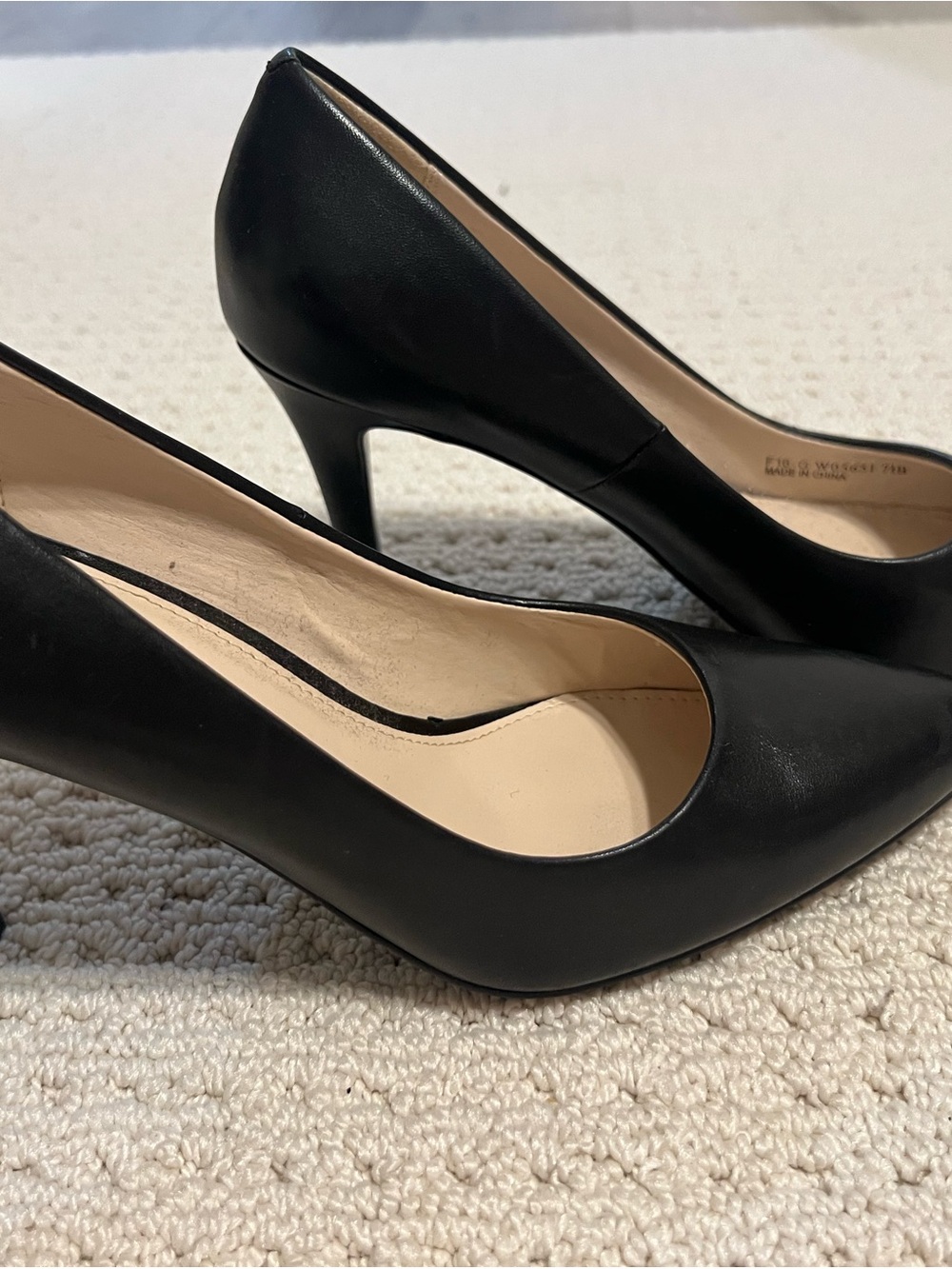 Cole Haan Black Leather Pointed-Toe Pumps